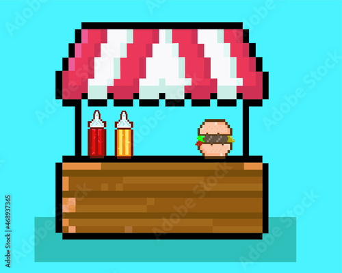 Burger stall in pixel art