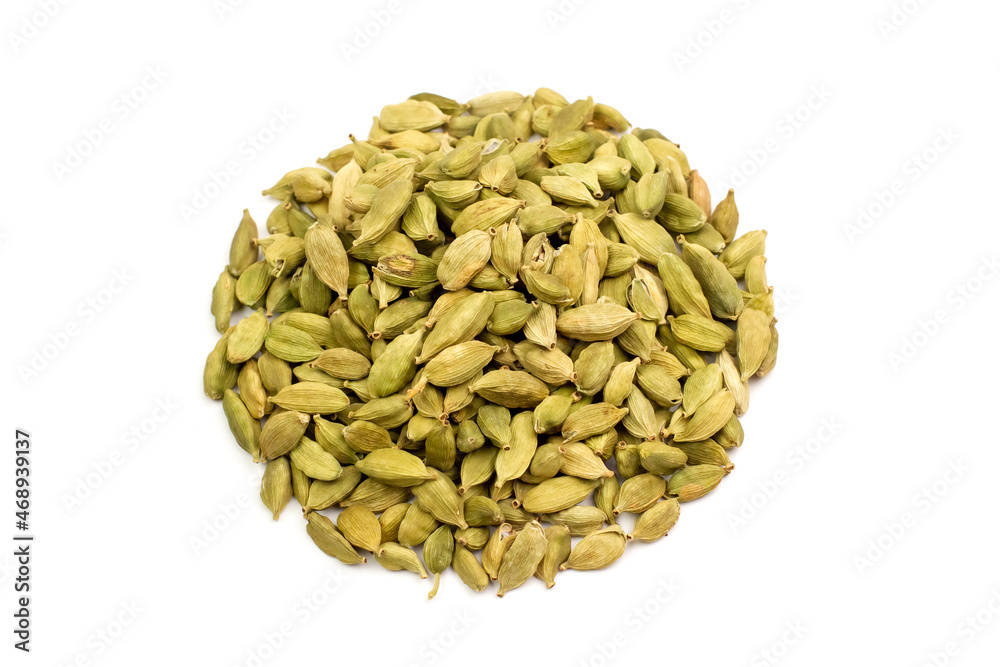 Pile of cardamom isolated on white background Pile of cardamom isolated on white background
