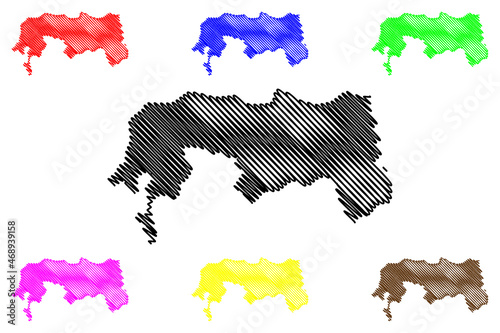 Baksa district (Assam State, Republic of India) map vector illustration, scribble sketch Baksa map