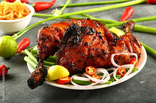 Delicious grilled chicken with exotic Indian spices and herbs.