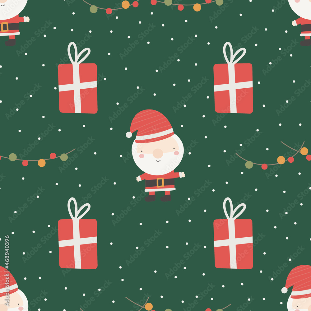 Christmas and New Year symbols hand drawn seamless pattern. Vector cute print. Digital paper. Design element