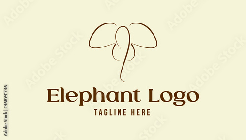 Elephant line art logo inspiration template. Elephant vector line art illustration logo element design. Strong symbol for luxury brand design.