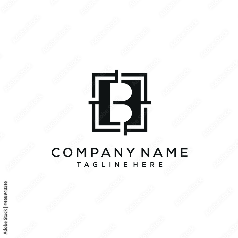 Initials B Logo Design Concept Shoots with Square Icon Style