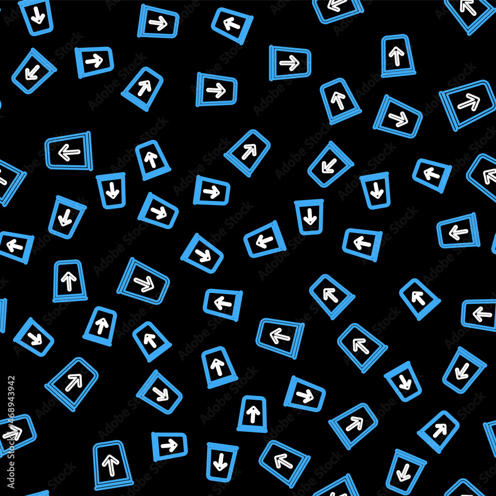 Line Send to the trash line icon isolated seamless pattern on black background. Vector