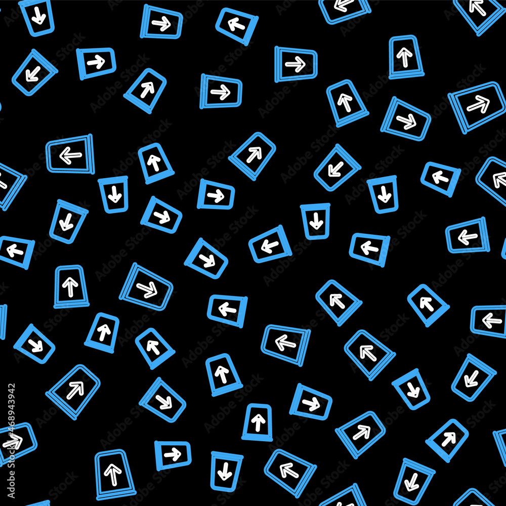 Line Send to the trash line icon isolated seamless pattern on black background. Vector Line Send to the trash line icon isolated seamless pattern on black background. Vector