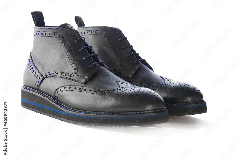 Mens boots, black, isolated on white background. Mens boots, black, isolated on white background.