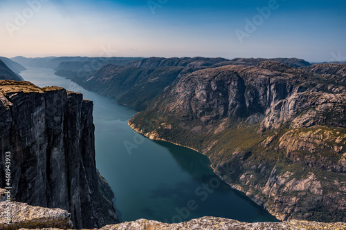 Beautiful view of Lysefjord and Kjerag mountain in Norway.