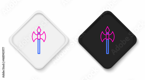 Line Medieval axe icon isolated on white background. Battle axe, executioner axe. Medieval weapon. Colorful outline concept. Vector