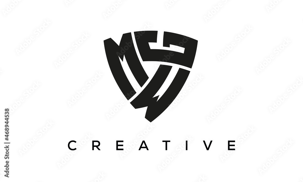 MWG letters logo, security Shield logo vector	