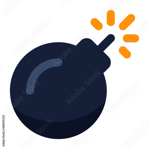 Bomb icon isolated. Vector illustration of bomb. Cartoon style. Boom symbol.