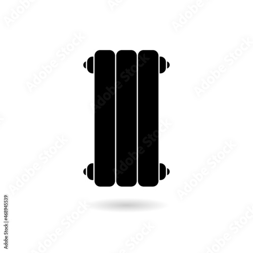 Radiator icon with shadow isolated on white background