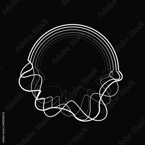 Abstract flow lines background . From order to chaos .Fluid wavy shape .Striped linear pattern . Music sound wave . Vector illustration