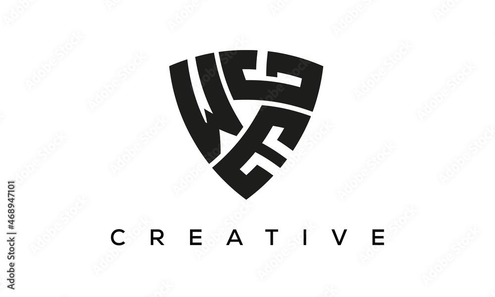 WEG letters logo, security Shield logo vector	