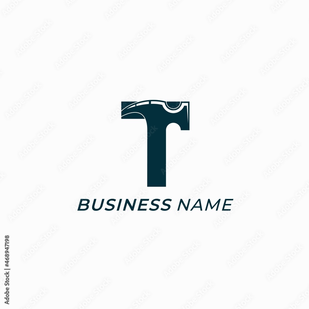 design logo combine letter T and hammer and nail design logo combine letter T and hammer and nail