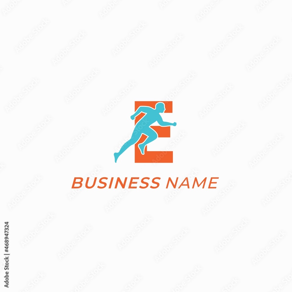 design logo creative letter E and run marathon