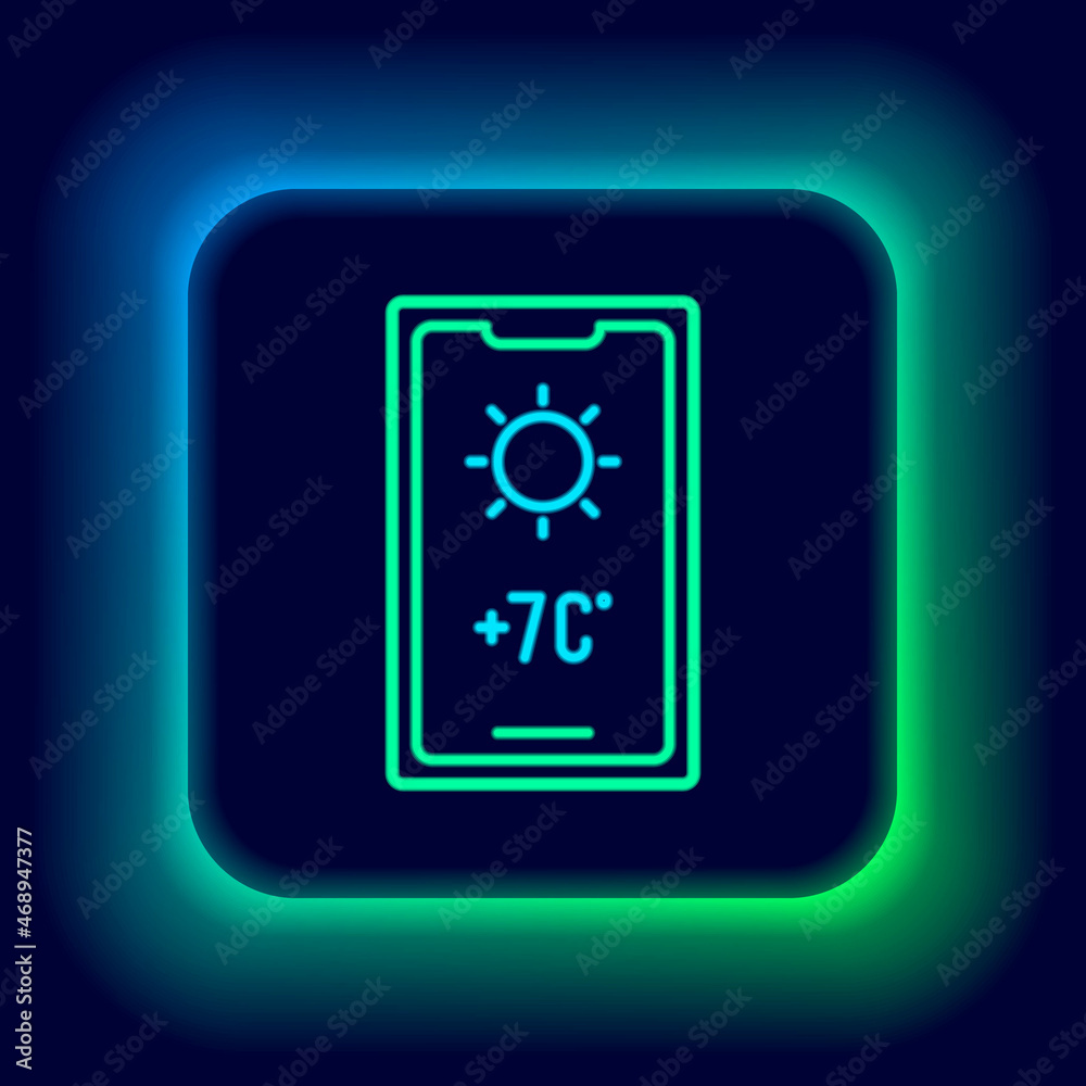 Glowing neon line Weather forecast icon isolated on black background. Colorful outline concept. Vector Glowing neon line Weather forecast icon isolated on black background. Colorful outline concept. Vector