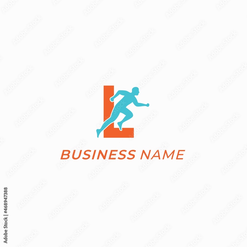 design logo sport runner and letter L