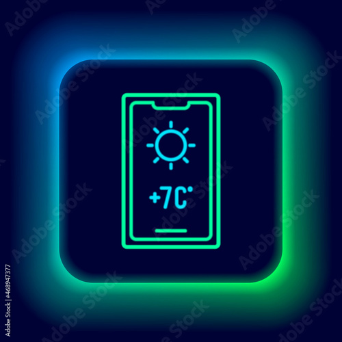 Glowing neon line Weather forecast icon isolated on black background. Colorful outline concept. Vector