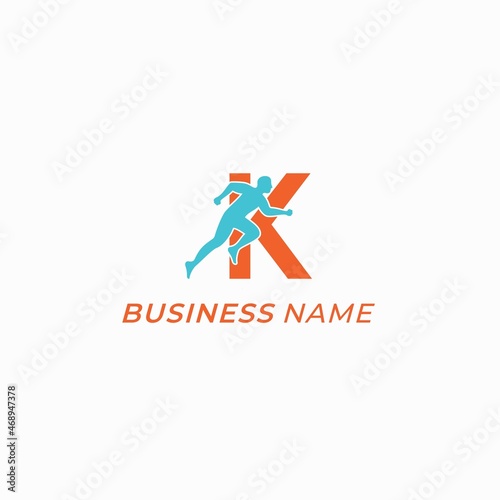 design logo sport runner and letter K