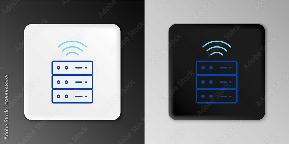 Line Smart Server, Data, Web Hosting icon isolated on grey background. Internet of things concept with wireless connection. Colorful outline concept. Vector