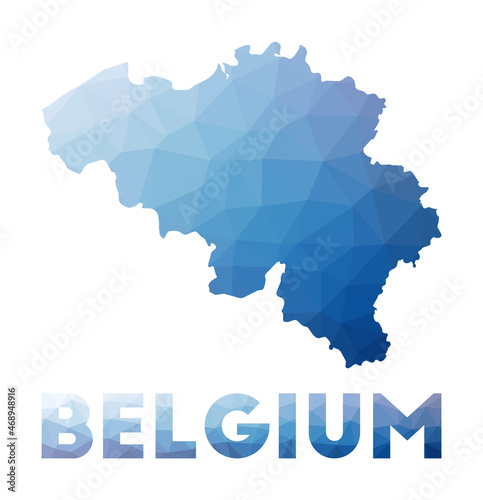Low poly map of Belgium. Geometric illustration of the country. Belgium polygonal map. Technology, internet, network concept. Vector illustration.