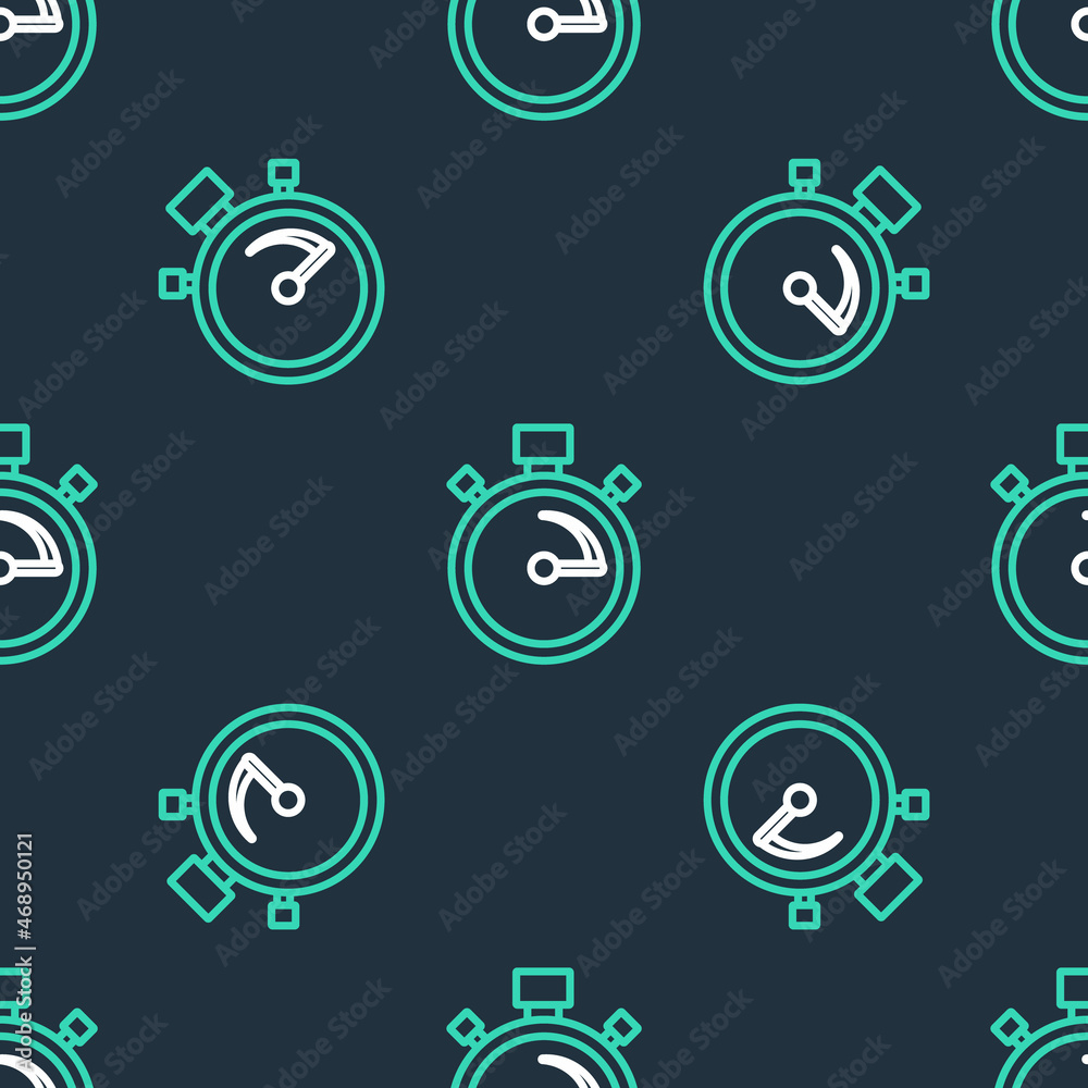 Line Stopwatch icon isolated seamless pattern on black background. Time timer sign. Chronometer sign. Vector Line Stopwatch icon isolated seamless pattern on black background. Time timer sign. Chronometer sign. Vector
