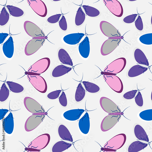 Seamless pattern, endless texture - Illustration on a square background - stylized moths - graphics. Summer, insects, unbearable ease of life. Design elements - Decoration of covers of notebooks
