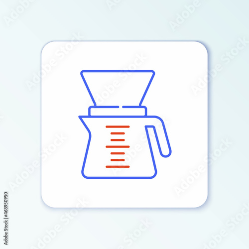 Line Pour over coffee maker icon isolated on white background. Alternative methods of brewing coffee. Coffee culture. Colorful outline concept. Vector