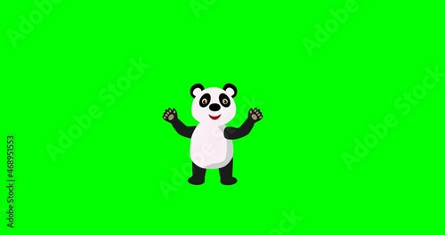 Waving hands cheerfull cartoon panda, loop animation 2d photo