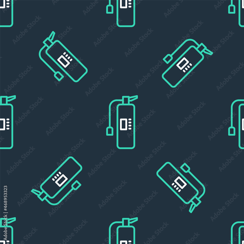 Line Fire extinguisher icon isolated seamless pattern on black background. Vector Line Fire extinguisher icon isolated seamless pattern on black background. Vector