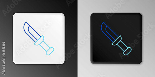 Line Military knife icon isolated on grey background. Colorful outline concept. Vector