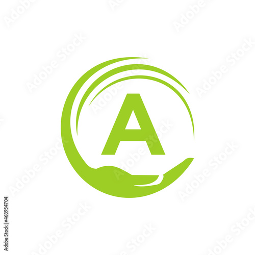 Charity Logo Template On Letter A. Initial Unity Foundation Human Logo Sign. Unity Team Work Logo Design With A Letter Template
