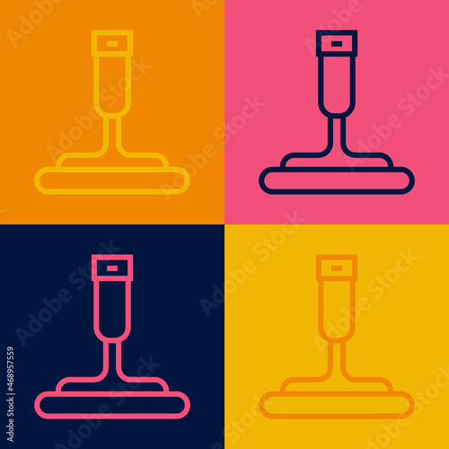 Pop art line Cleaning service with of rubber cleaner for windows icon isolated on color background. Squeegee, scraper, wiper. Vector