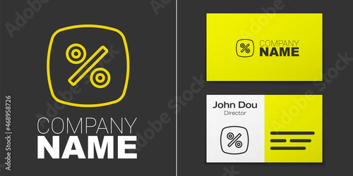 Logotype line Discount percent tag icon isolated on grey background. Shopping tag sign. Special offer sign. Discount coupons symbol. Logo design template element. Vector
