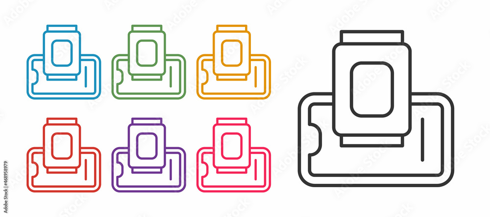 Set line Food ordering on mobile icon isolated on white background. Order by mobile phone. Restaurant food delivery concept. Set icons colorful. Vector Set line Food ordering on mobile icon isolated on white background. Order by mobile phone. Restaurant food delivery concept. Set icons colorful. Vector