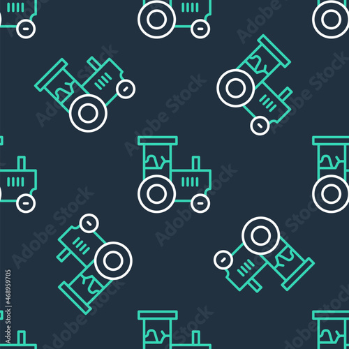 Line Tractor icon isolated seamless pattern on black background. Vector