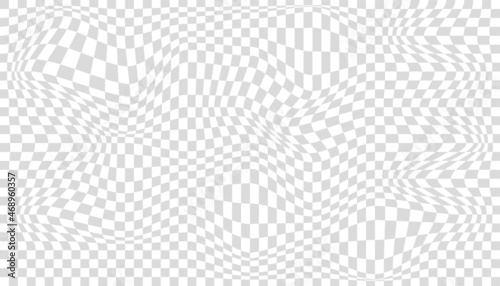 Distorted surface. Chess background with distortion. Optical illusion banner