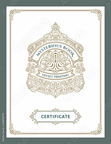 Vintage restaurant or cafe menu cover template. Frame label illustration design
