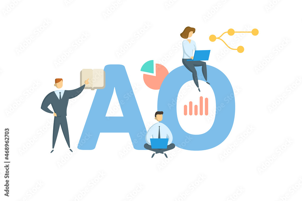 AO, Appeals Officer. Concept with keyword, people and icons. Flat vector illustration. Isolated on white. AO, Appeals Officer. Concept with keyword, people and icons. Flat vector illustration. Isolated on white.