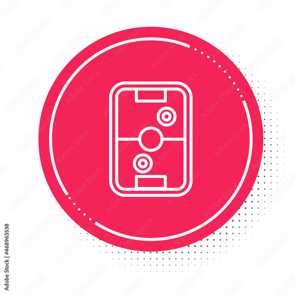 White line Air hockey table icon isolated on white background. Red circle button. Vector White line Air hockey table icon isolated on white background. Red circle button. Vector