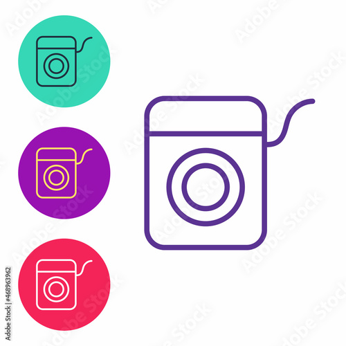 Set line Dental floss icon isolated on white background. Set icons colorful. Vector