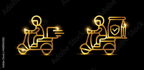 Golden Delivery Motorcycle Icon
