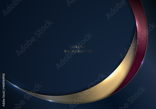 Obraz na plátně Elegant template abstract blue , gold, red metallic curve stripes with lighting