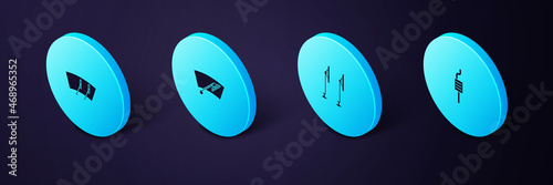 Set Isometric Car muffler, Windscreen wiper, and icon. Vector