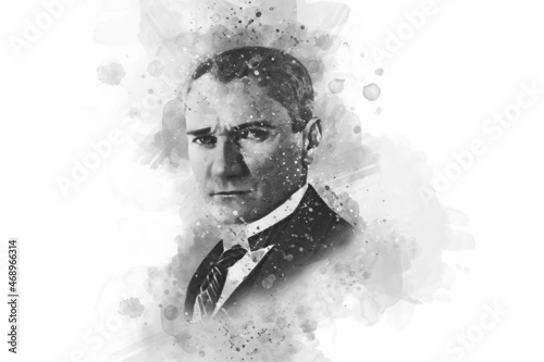 portrait of a man with a Atatürk photo