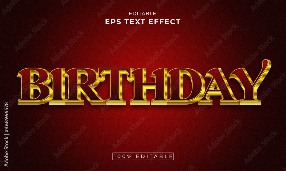 Happy Birthday Gold editable 3d text effect