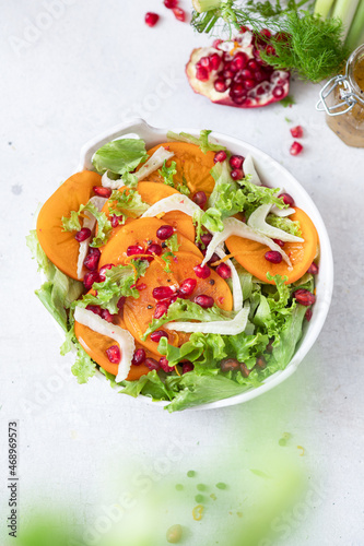 Persimmon salad with shaved Fennel and pomegranate