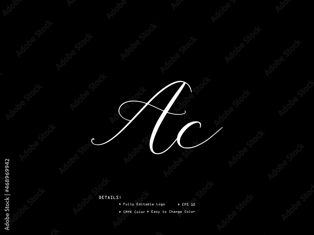 initial AC Logo, Signature AC a&c Handwriting monogram logo letter ...