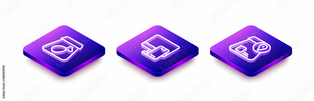 Set Isometric line Online ordering meal, food and icon. Vector Set Isometric line Online ordering meal, food and icon. Vector