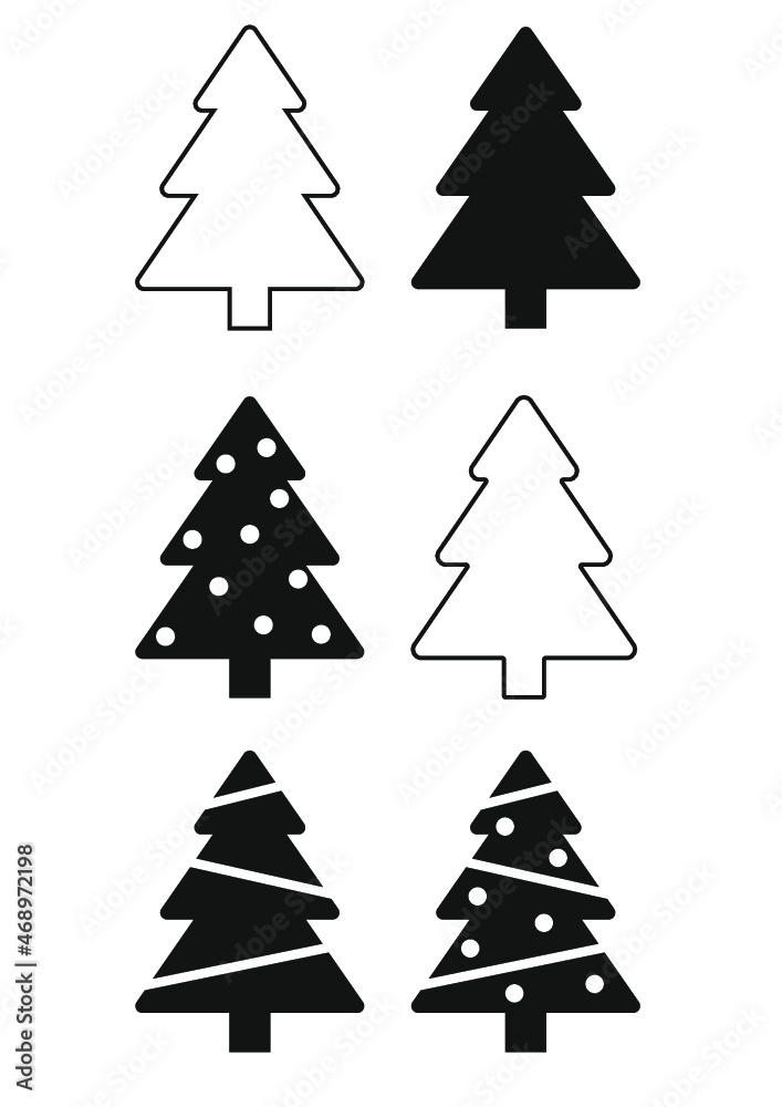 Christmas tree simple vector icons multipack